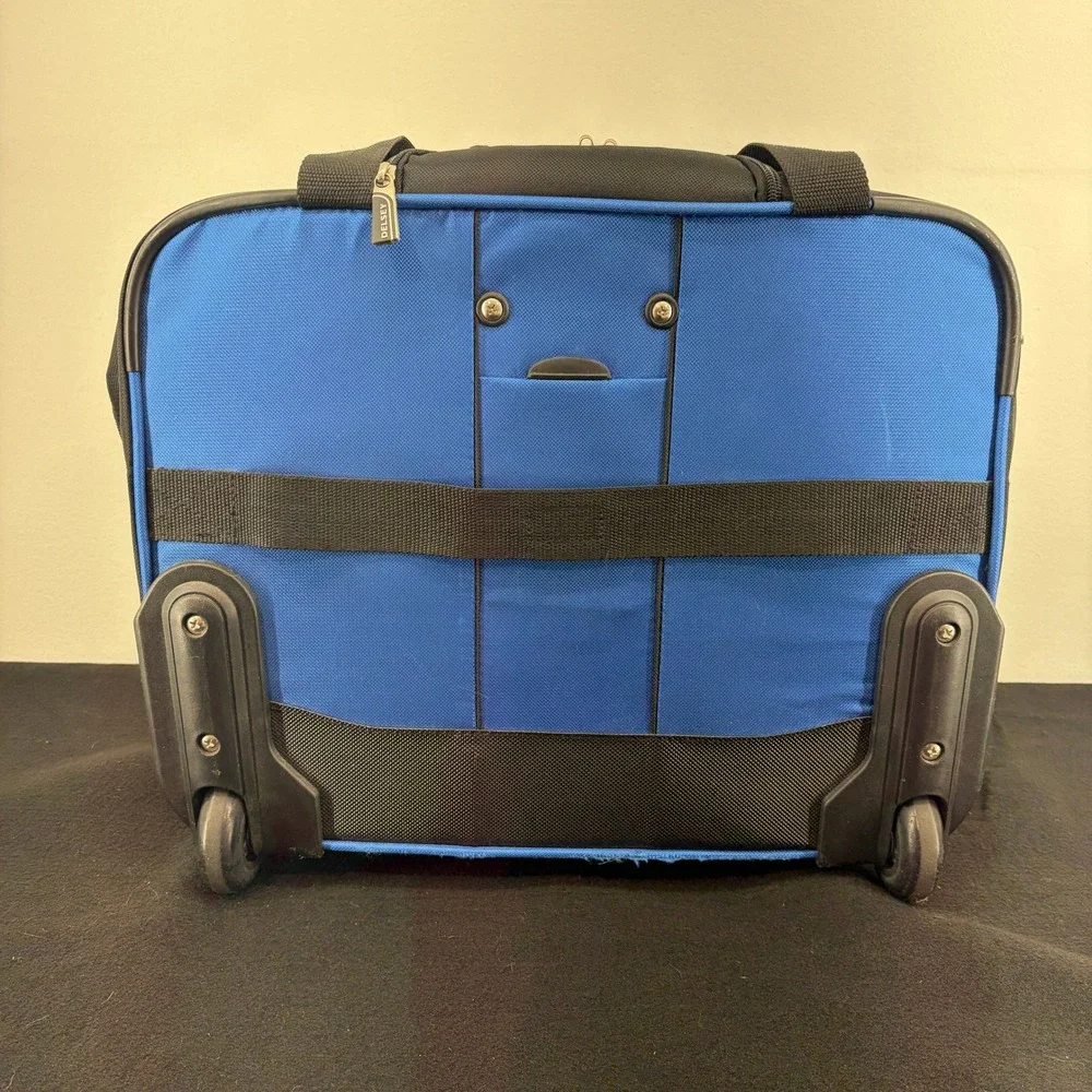 Delsey Air Spree 17in Trolley Tote Lightweight Rolling Carry On Bag Blue Handle